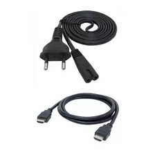 Kit Cabos De Cabos P/ Ps4, 1 De Força Ac +1 Hdmi 1.5mts