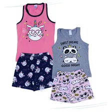 Kit 2 Pijamas Menina Juvenil Feminino Calor Verão Barato