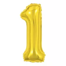 Balão De Número Grande Dourado Metalizado 40cm