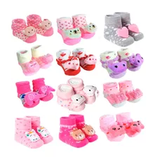 Kit 6 Meias Bebê Sapatinho Pantufas Recém Nascidos Menino