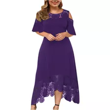 Vestido For Mujer Elegante Casual Color Sólido Tallas Grand