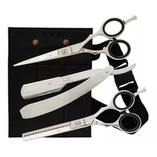 Kit Set Barbería Tijeras Profesionales Gadnic Microdentadas