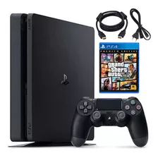 Playstation 4 Slim 500gb Ps4 - Cor Preto Ônix - Edição Standard - Sony Original + 1 Controle + 1 Jogo Mídia Física + Cabos