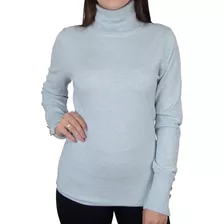 Blusa Feminina Mochine Tricot Gola Alta Azul Celeste - Trfi8