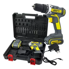 Furadeira Parafusadeira Bateria 12v Kit 13 Acessórios Bivolt Cor Cinza E Amarelo Frequência 60hz 110v/220v