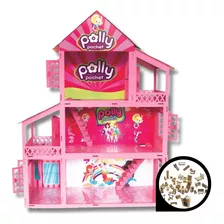 Casa Casinha Boneca Polly+27 Mini Móveis Mdf Cru Promoção