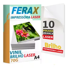 10 Adesivos Vinil Branco Brilho Para Impressora Laser A4