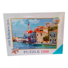 Rompecabezas 1500 Piezas Paisaje Montañas Lago Casas Puzzle