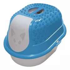 Caixa De Areia Banheiro Fechado Para Gato Cat Toalete Azul