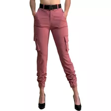 Jogger Cargo Mujer Stretch Con Cinturón 