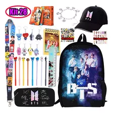 Kit 28: Mochila Boy Band Coreano+pulsera Bts+gorro