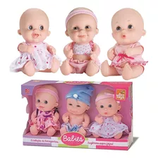 Conjunto 3 Bonecas Trigêmeas Babies Bebes Expressões Vinil