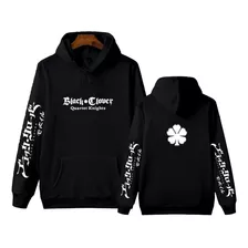 Novo Moletom Canguru Blusa De Frio Black Clover Preto