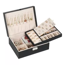 Organizador Joyas Elegante Con Cerradura, Piel Y Bandeja.