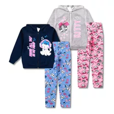 Kit 2 Conjunto Infantil Moletom Menina Feminino Atacado Frio