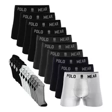 Kit 12 Cuecas Boxer Polo Masculinas Adulto Box + 12 Meias