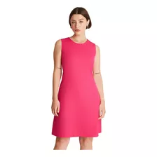 Vestido Tipo Jumper Con Cuello Redondo Sin Mangas Fucsia