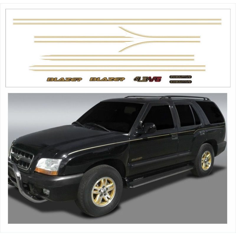 Kit Faixa Blazer Dlx Executive 1999 4.3 V6 Adesivo Dourado