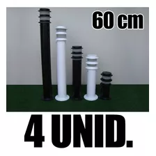 Kit 4 Postes Balizador Aletado Preto Branco Pvc Jardim 60cm