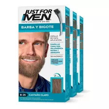  Tinte Just For Men Barba Y Bigote 3 Pack Tono Castaño Claro