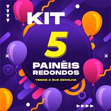 Kit 5 Painéis Redondos Sublimado Tecido 1,0m X 1,0m