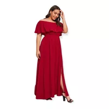 Plus Size Vestido Y Macacao Vestido Feminino Longo Vermelho 