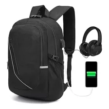 Mochila Para Portátil, Laptop De 15.6 Pulgadas Con Usb Negra