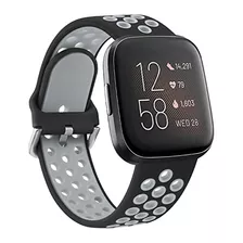 Malla Silicona Ak Para Fitbit Versa 2 Lite Se - L Negro