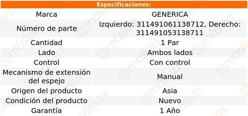 Kit Espejos Man C/control Renault Kangoo 04/11 Generica Foto 2