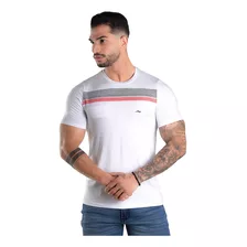 Camiseta Gola O Masculina Viscolycra Com Listra