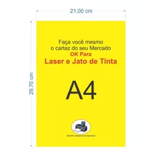 200 Cartaz A4 Amarelo P/ Impressora Jato De Tinta P/ Mercado