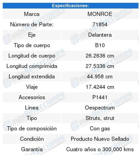 Buick Reatta 89-91 2 Amortiguadores Oespectrum Oespectrum Foto 2