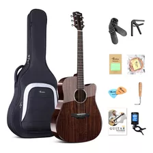 Rosen G31 Dreadnought - Guitarra Acústica Negra De Caoba S.