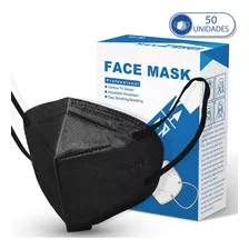 Pacote De 50 Máscaras Descartáveis Kn95 Pff2 Preto Com Clipe