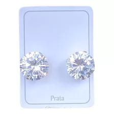 Brincos Prata 925 Feminino Brilhante Grande Noiva Festa 12mm