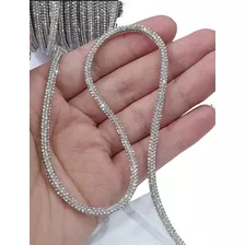 Tubo De Strass Prata 3mm Para Cadarço - 2m