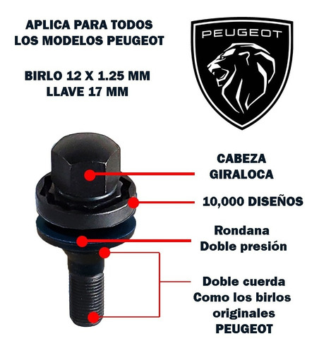 Birlos De Seguridad Peugeot 206 Originales Foto 5