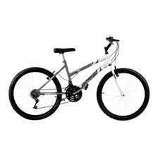 Bicicleta De Passeio Ultra Bikes Bike Aro 24 Bicolor 18 Marchas Freios V-brakes Cor Cinza-fosco/branco