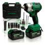 Chave De Impacto Parafusadeira Furadeira Recarregável 21v Several 2600mah Maleta Ferramentas Verde 127/220v