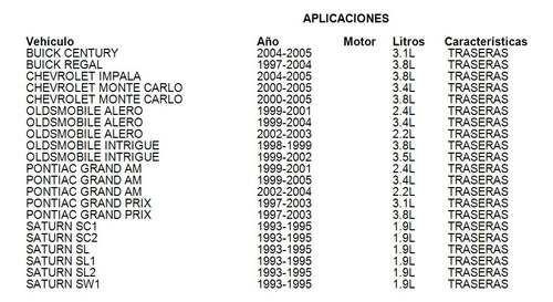 Balatas Traseras Pontiac Grand Prix 2003 3.1l Brembo Foto 3