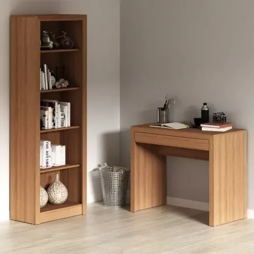 Conjunto 2 Peças Com Escrivaninha Me4107 90cm E Estante 4