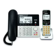 Vtech Vg208 Dect 6.0 Expandable Corded/cordless Phone For Home With Answering Machine, Call Blocking, Caller Id, Large Backlit Display, Duplex Speakerphone, Intercom, Line-power(silver/black)