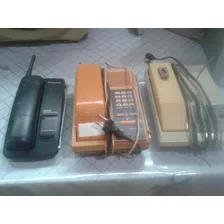 Jogo De 3 Antigos Telefones Sem Fios - Sucatas