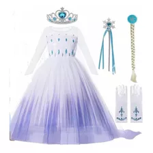 Disfraz Vestido Princesa Reina Elsa Frozen 2 Con Accesorios 