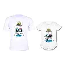 Kit Dia Dos Pais Body Bebê Menino + Camiseta Papai
