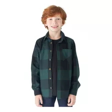 Camisa Xadrez Infantil Menino Juvenil Longa Bolsos Flanelada