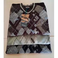 Sweater Hombre Con Diseño Rombos Escote