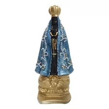 Imagem De Nossa Senhora Aparecida 25cm Gesso Azul Escultura