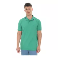 Polo Reserva Masculina Pima Cotton Piquet Tipped Verde