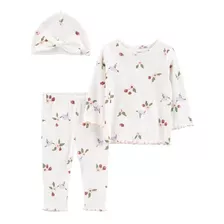 Set Carters Pantalón Remera Con Flores Y Gorro 1n680810 Ub